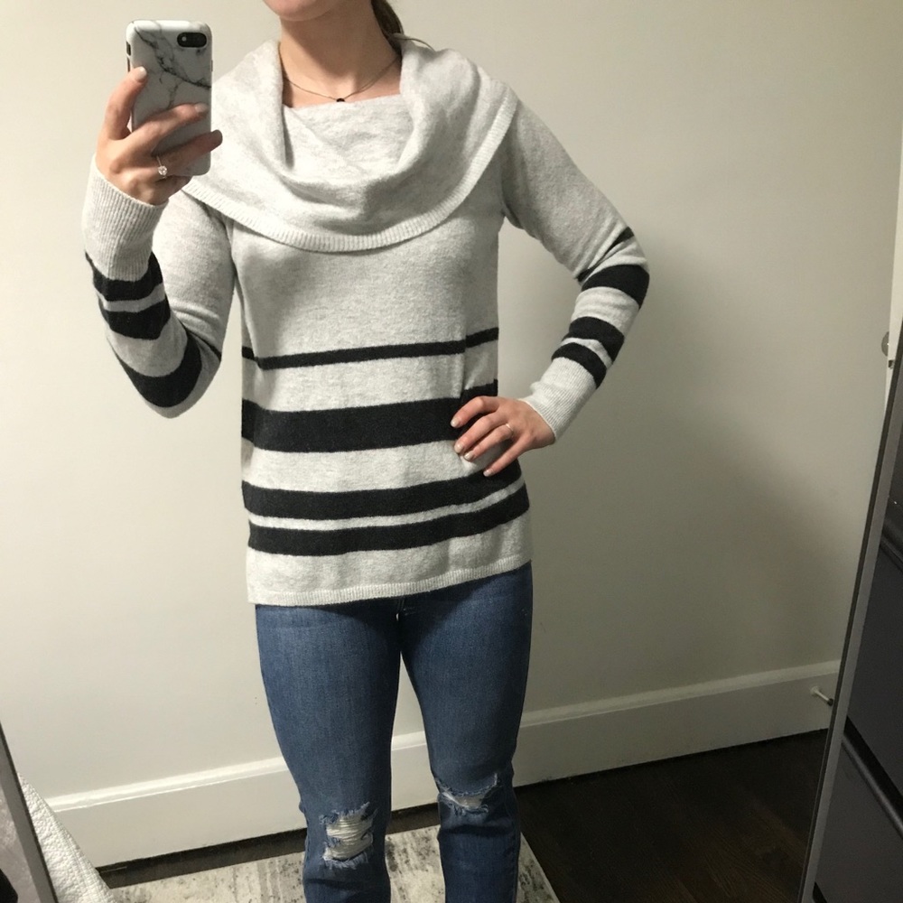 LOFT Cowl Neck Grey Sweater
